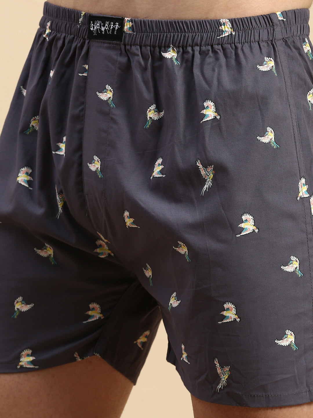 Men's Printed Grey Boxers