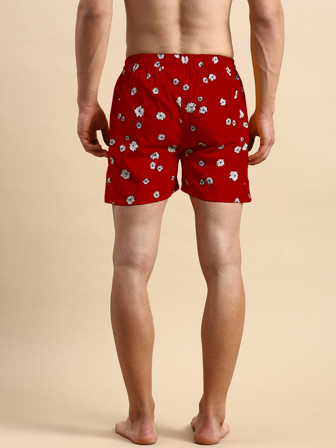 Men Cotton Printed Red Boxer