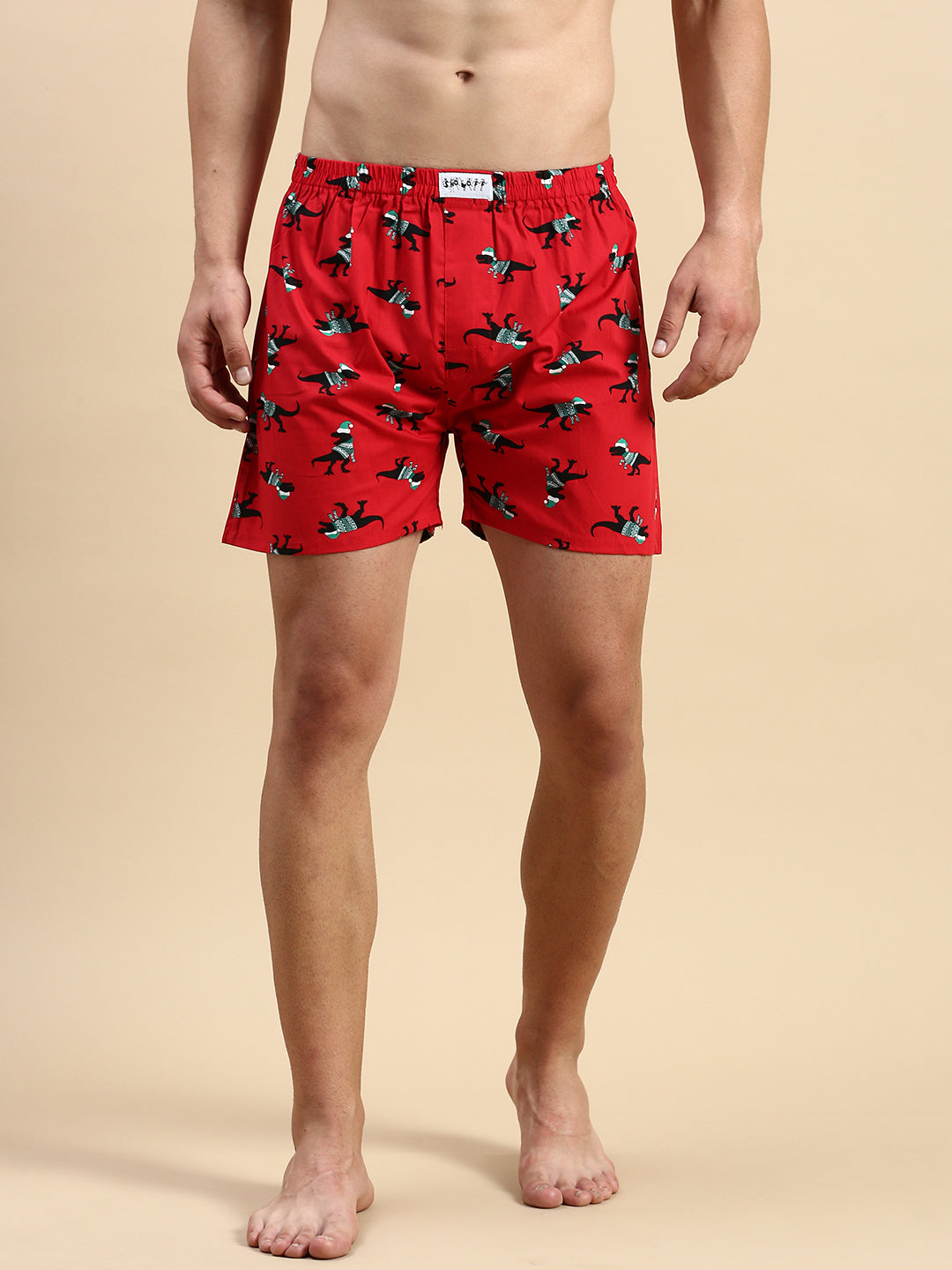 Men Printed Red Boxers