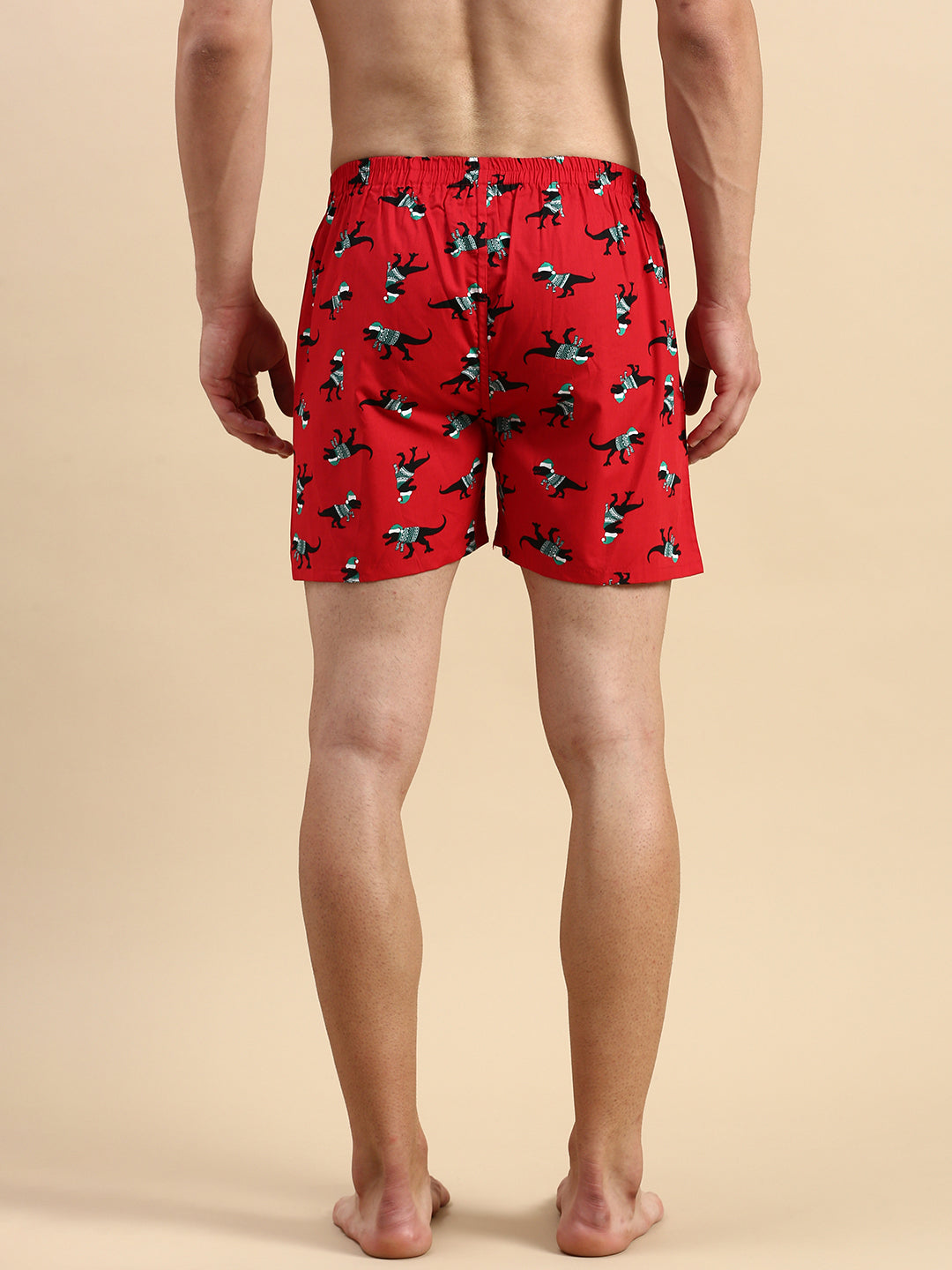 Men Printed Red Boxers