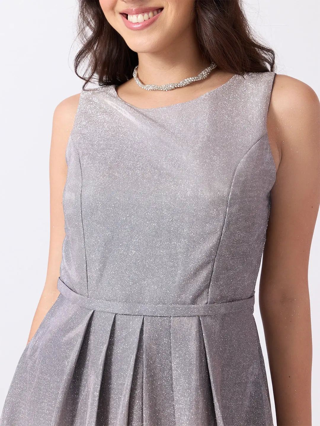 Women's Grey Ombre Sleeveless Fit & Flare Maxi Gown