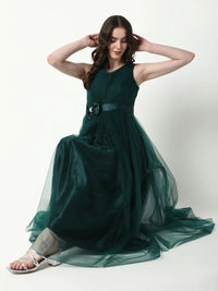 Women's Solid Green Gown Dress