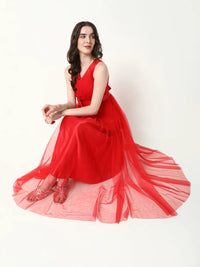 Women's Solid Red Gown Dress