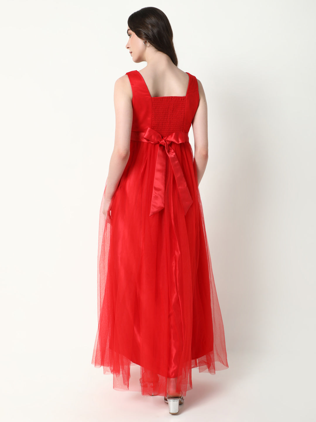 Women Solid Red Gown Dress