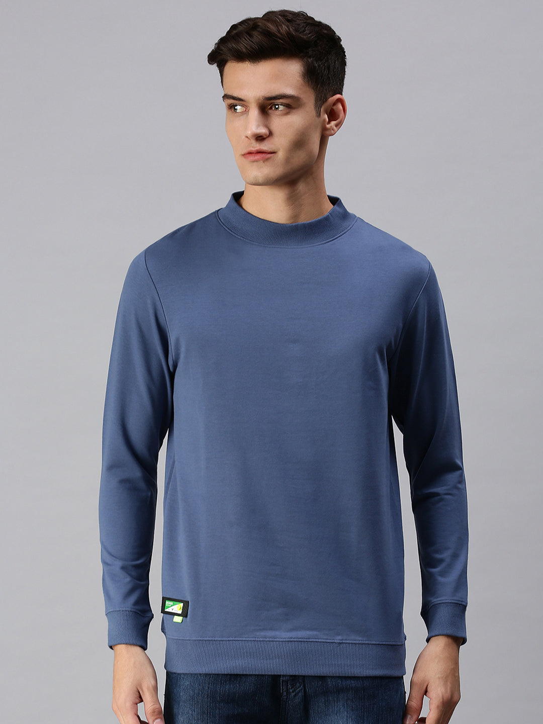 Men Solid Blue Sweatshirt