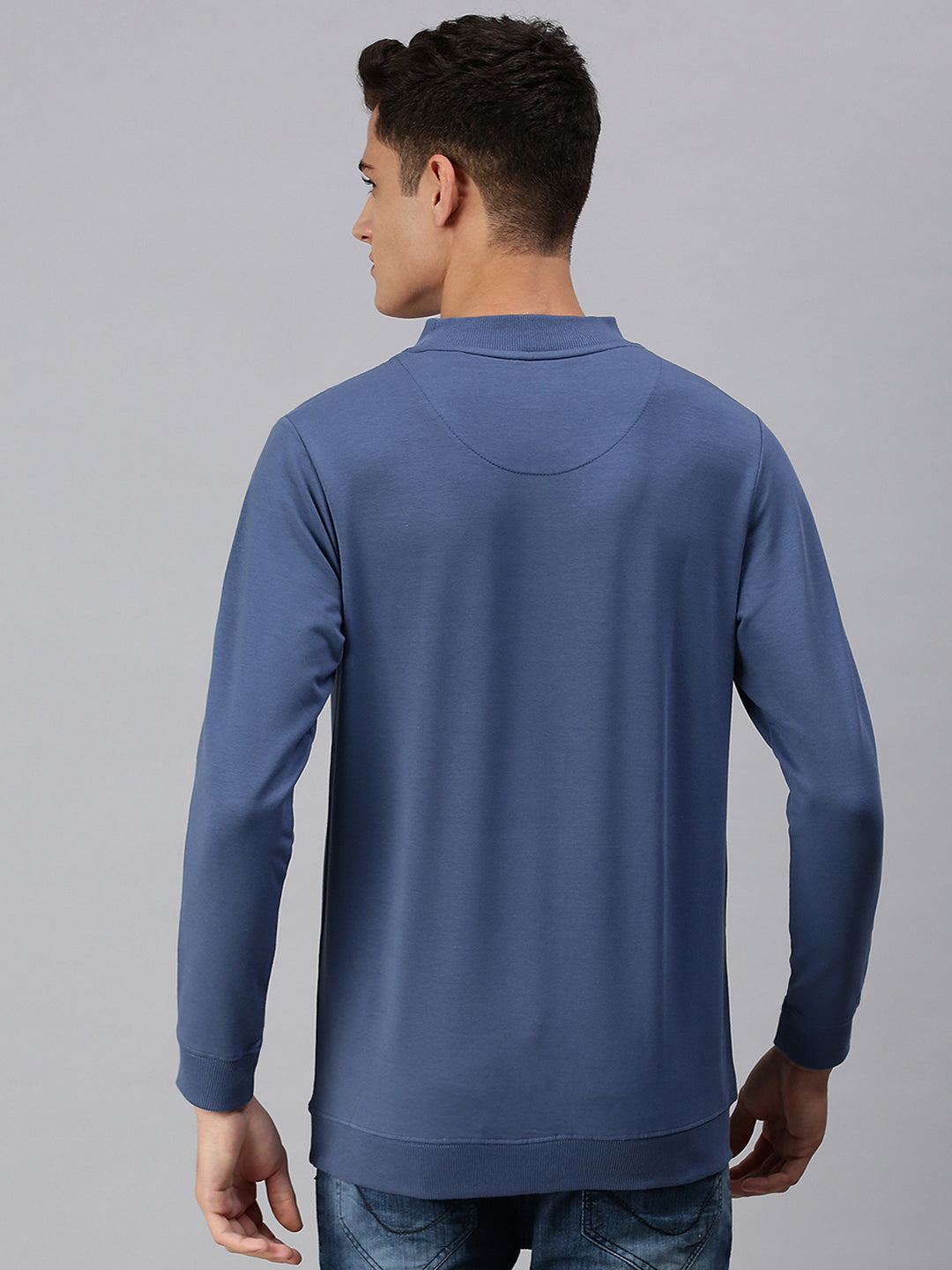 Men Solid Blue Sweatshirt