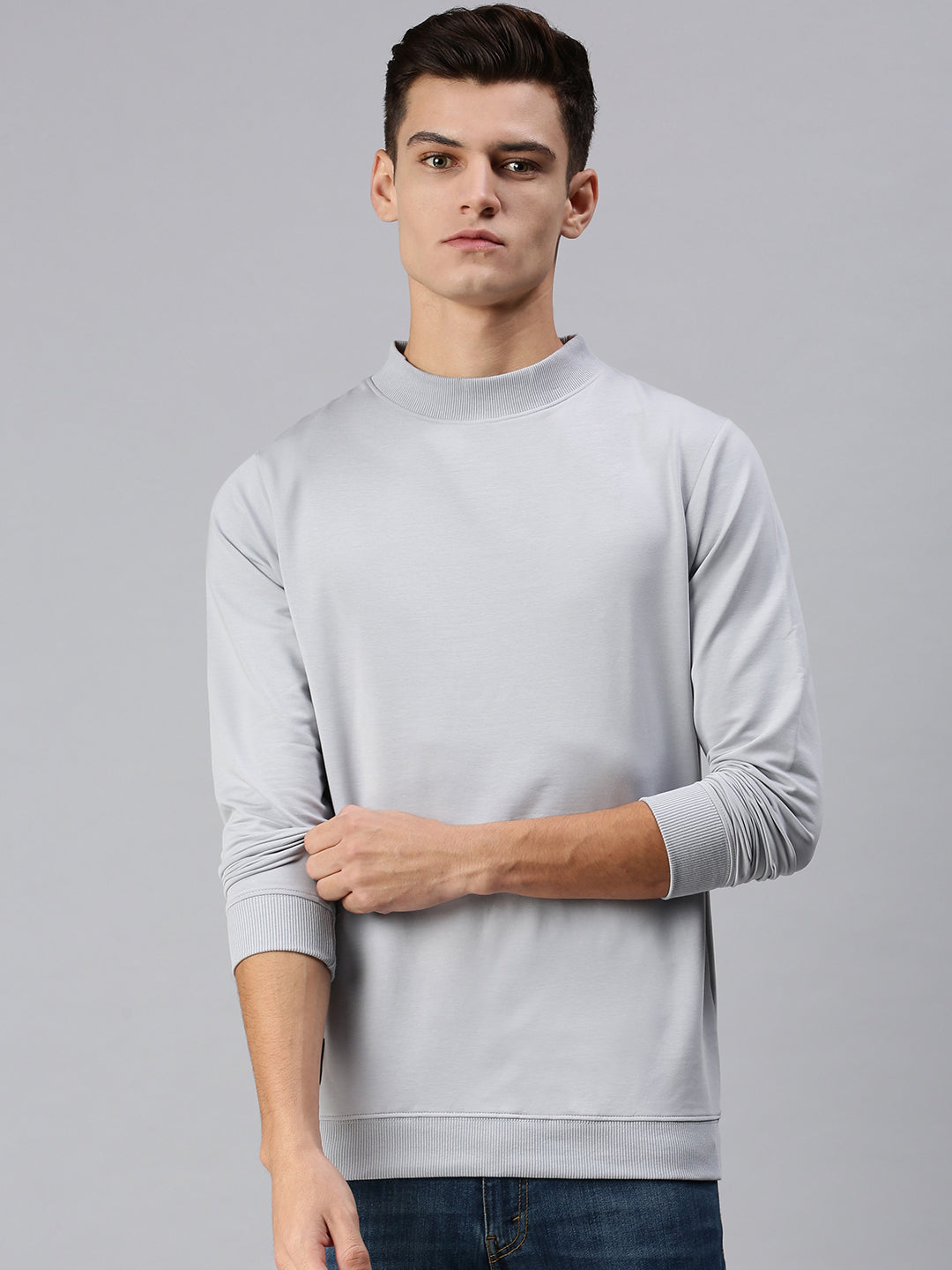 Men Solid Grey Sweatshirt