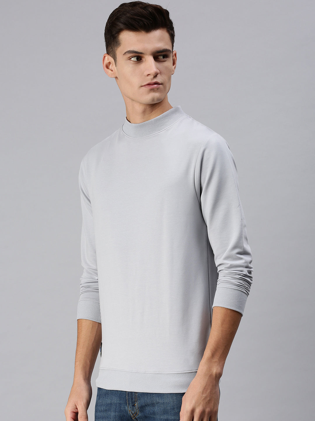 Men Solid Grey Sweatshirt