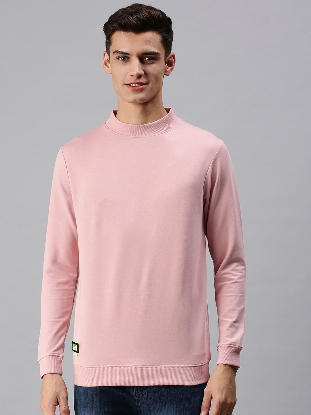 Men Solid Pink Sweatshirt