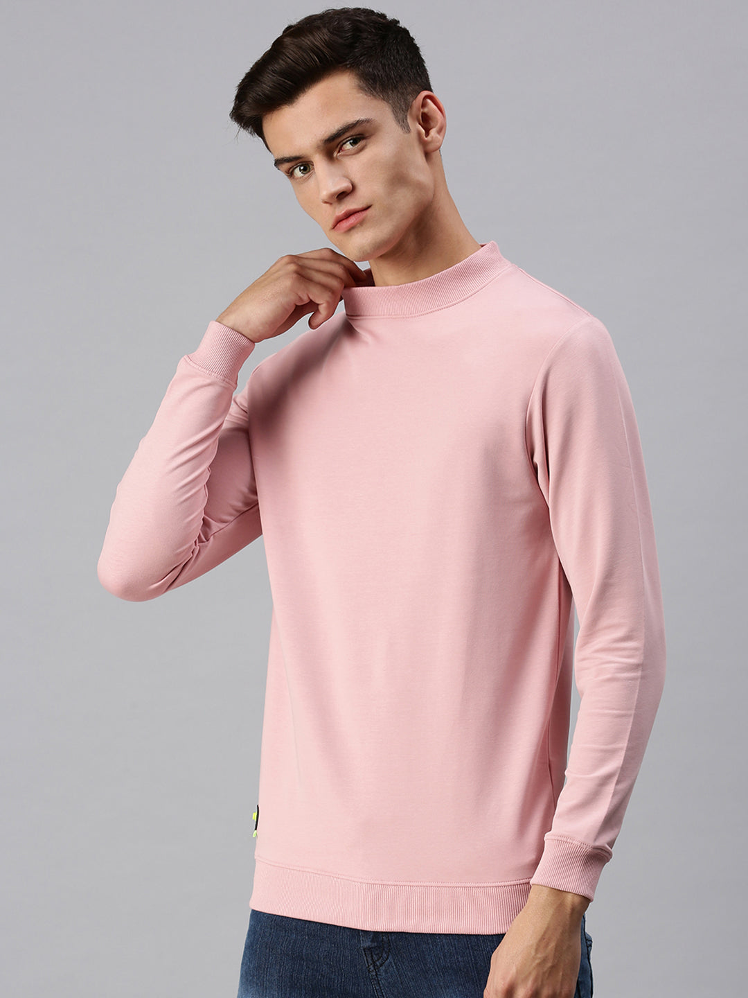 Men Solid Pink Sweatshirt