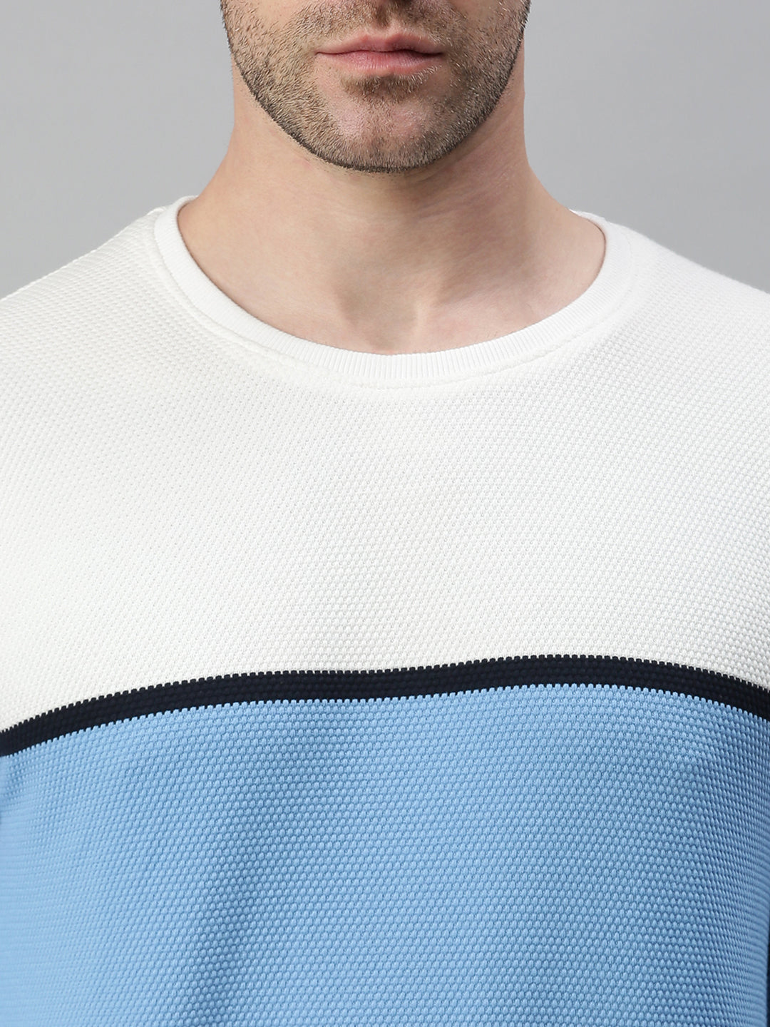 Men Striped Blue Sweatshirt