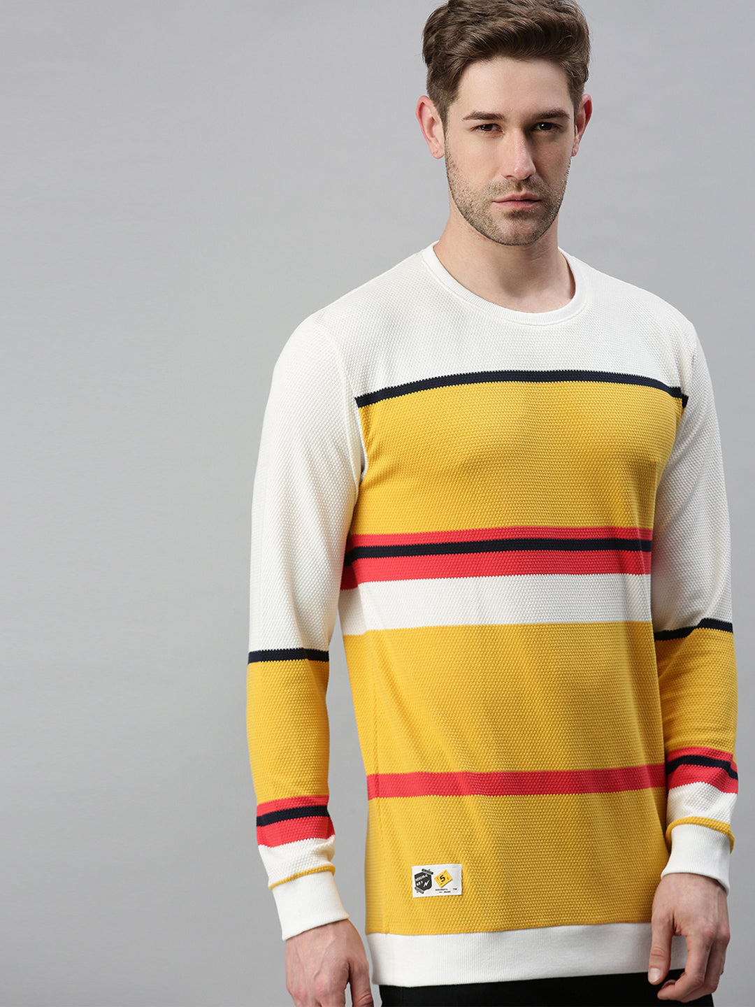 Men Printed Yellow Sweatshirt