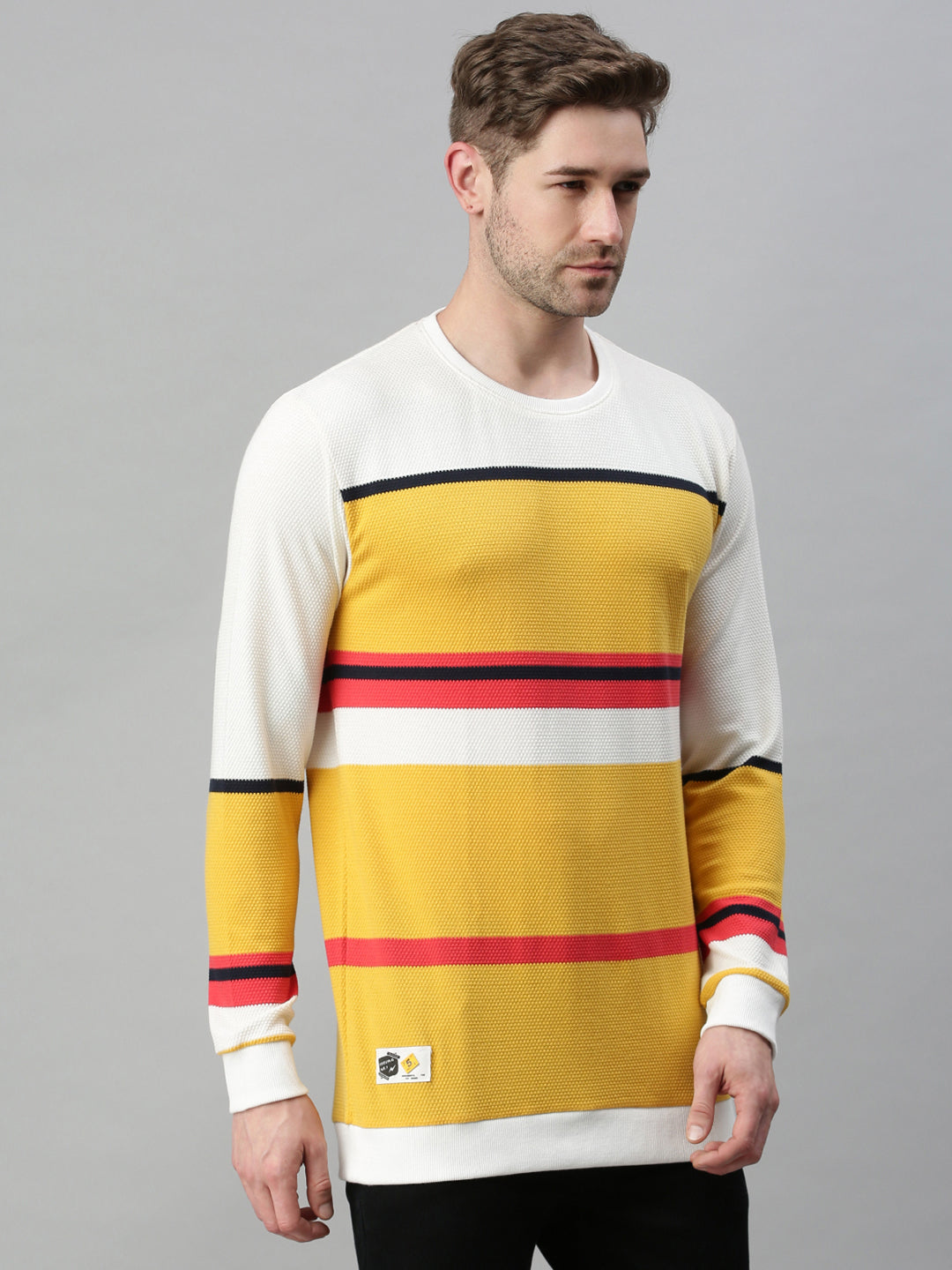 Men Printed Yellow Sweatshirt