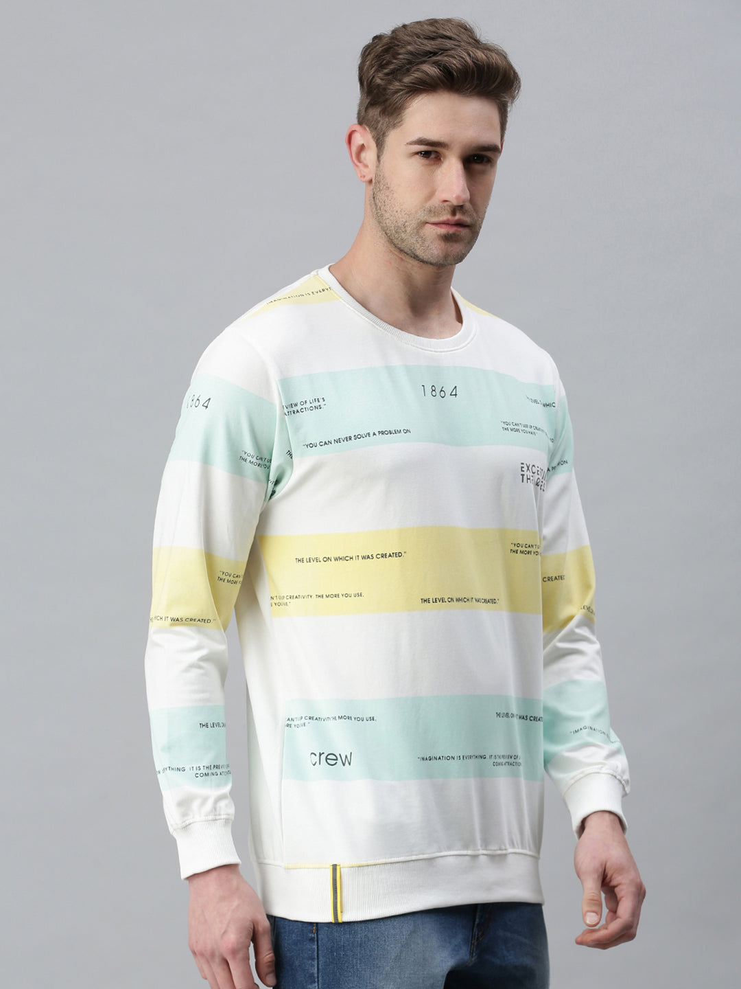 Men Printed White Sweatshirt