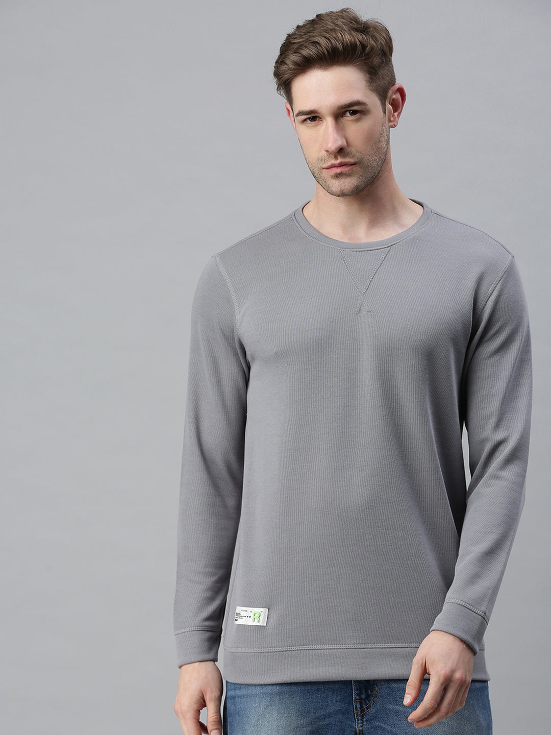 Men Solid Grey Sweatshirt