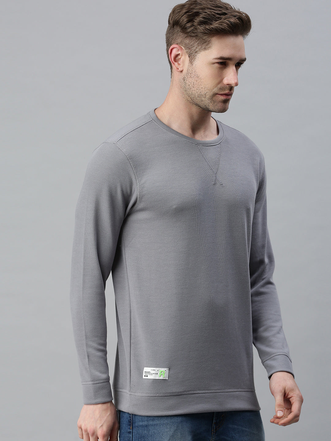 Men Solid Grey Sweatshirt