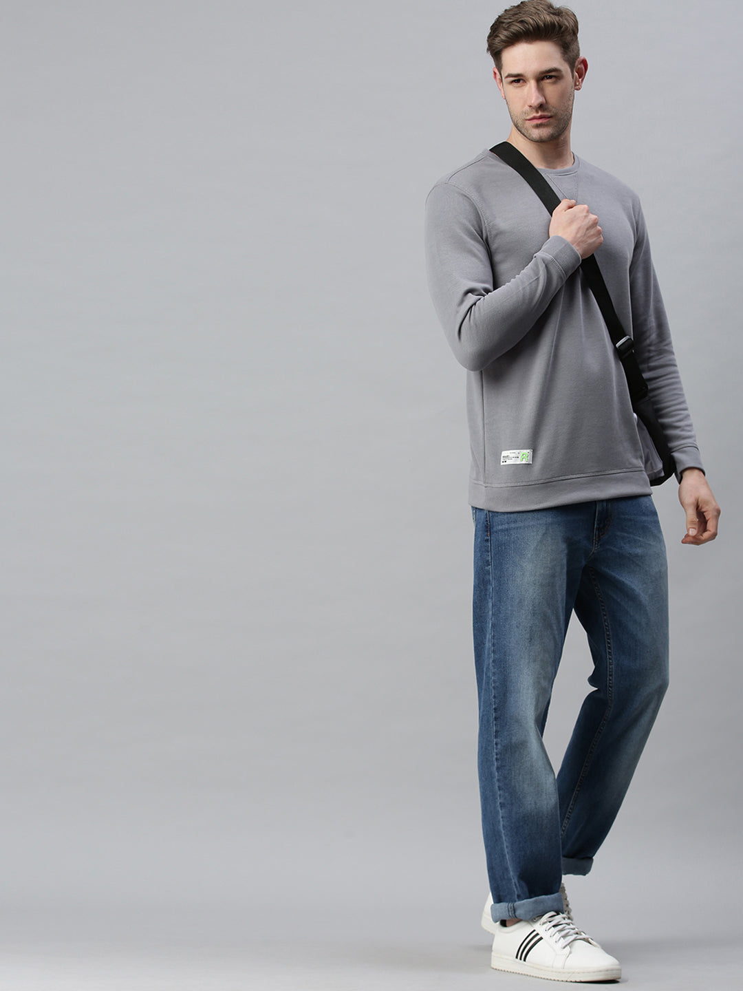 Men Solid Grey Sweatshirt