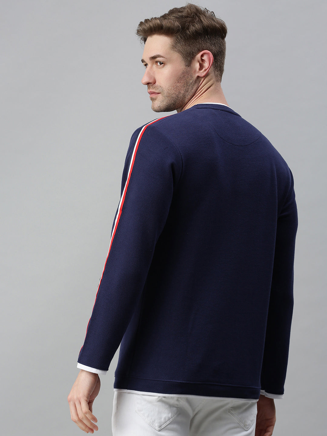 Men Solid Navy Blue Sweatshirt