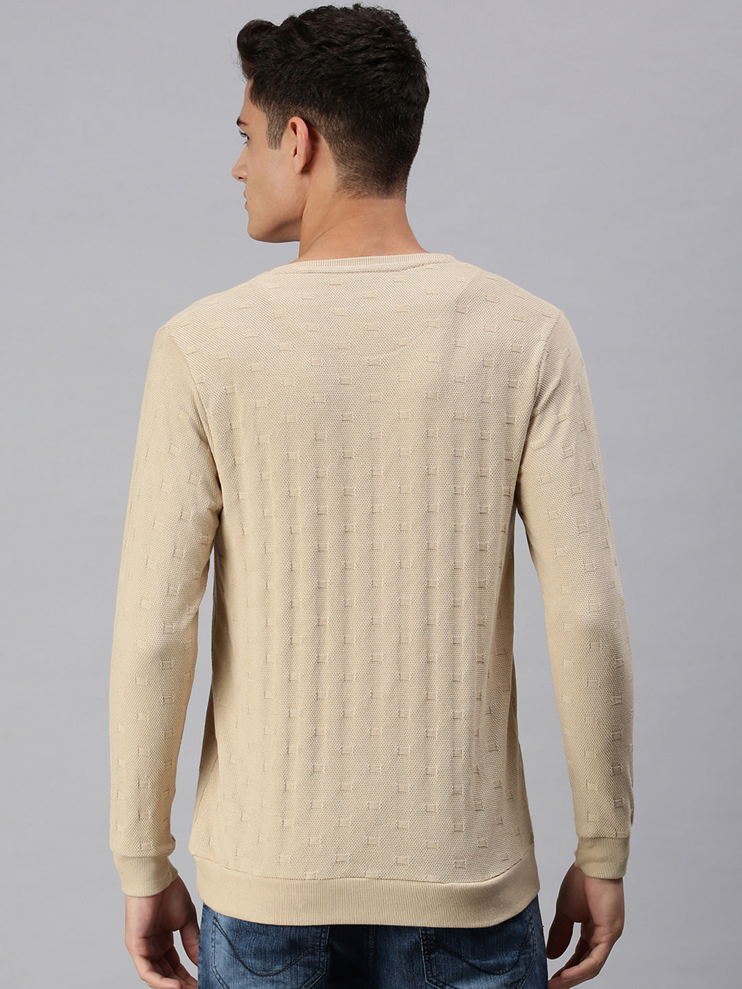 Men Solid Beige Sweatshirt