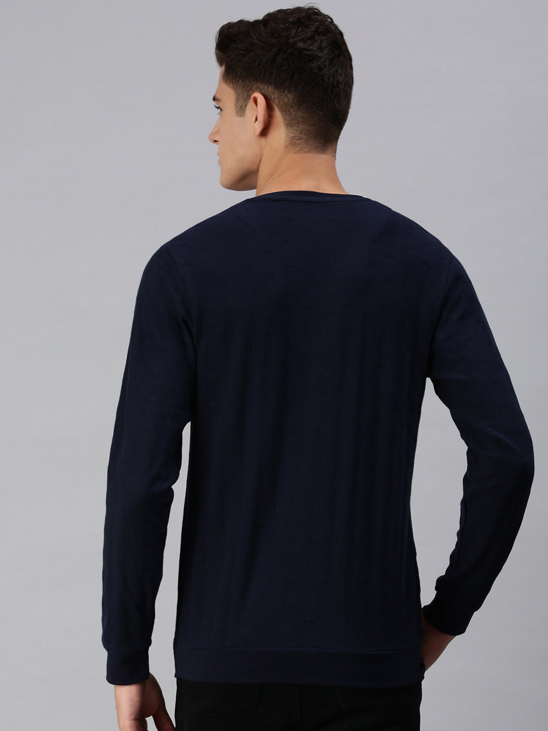 Men Solid Blue Pullover