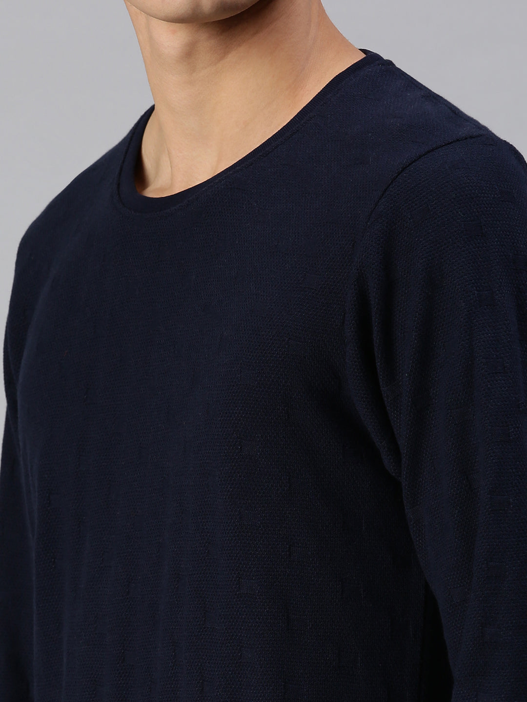 Men Solid Blue Pullover