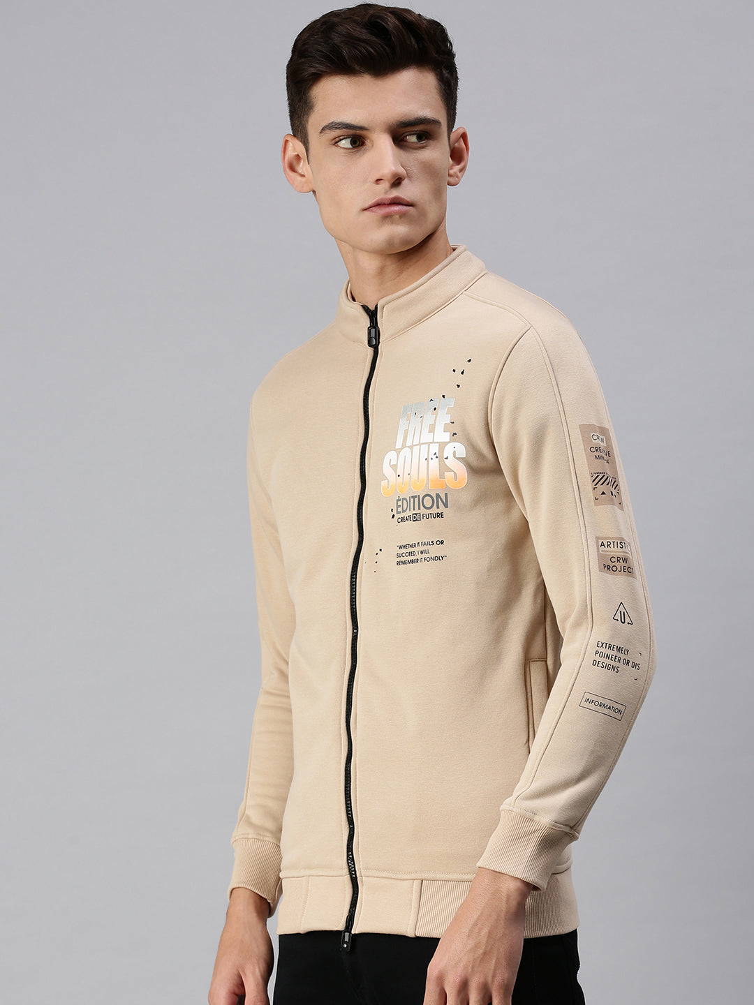 Men Graphic Print Beige Sweatshirt