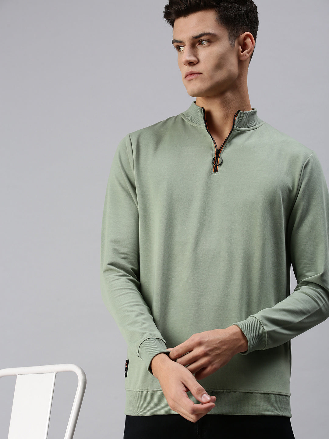 Men Solid Green Sweatshirt