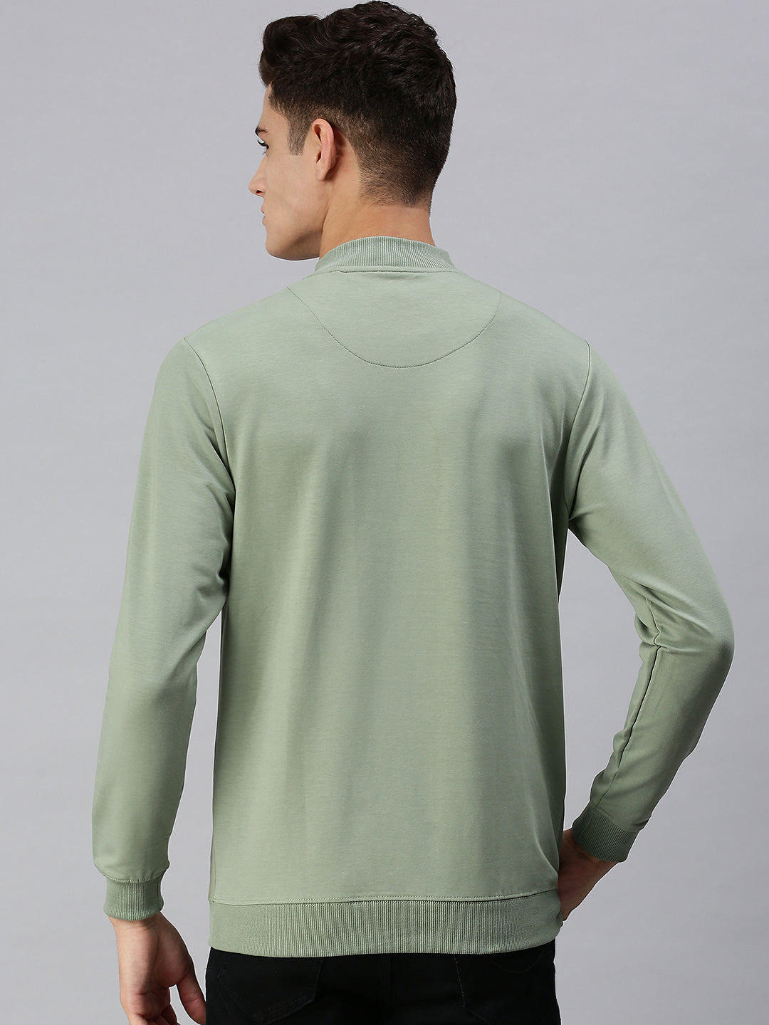 Men Solid Green Sweatshirt