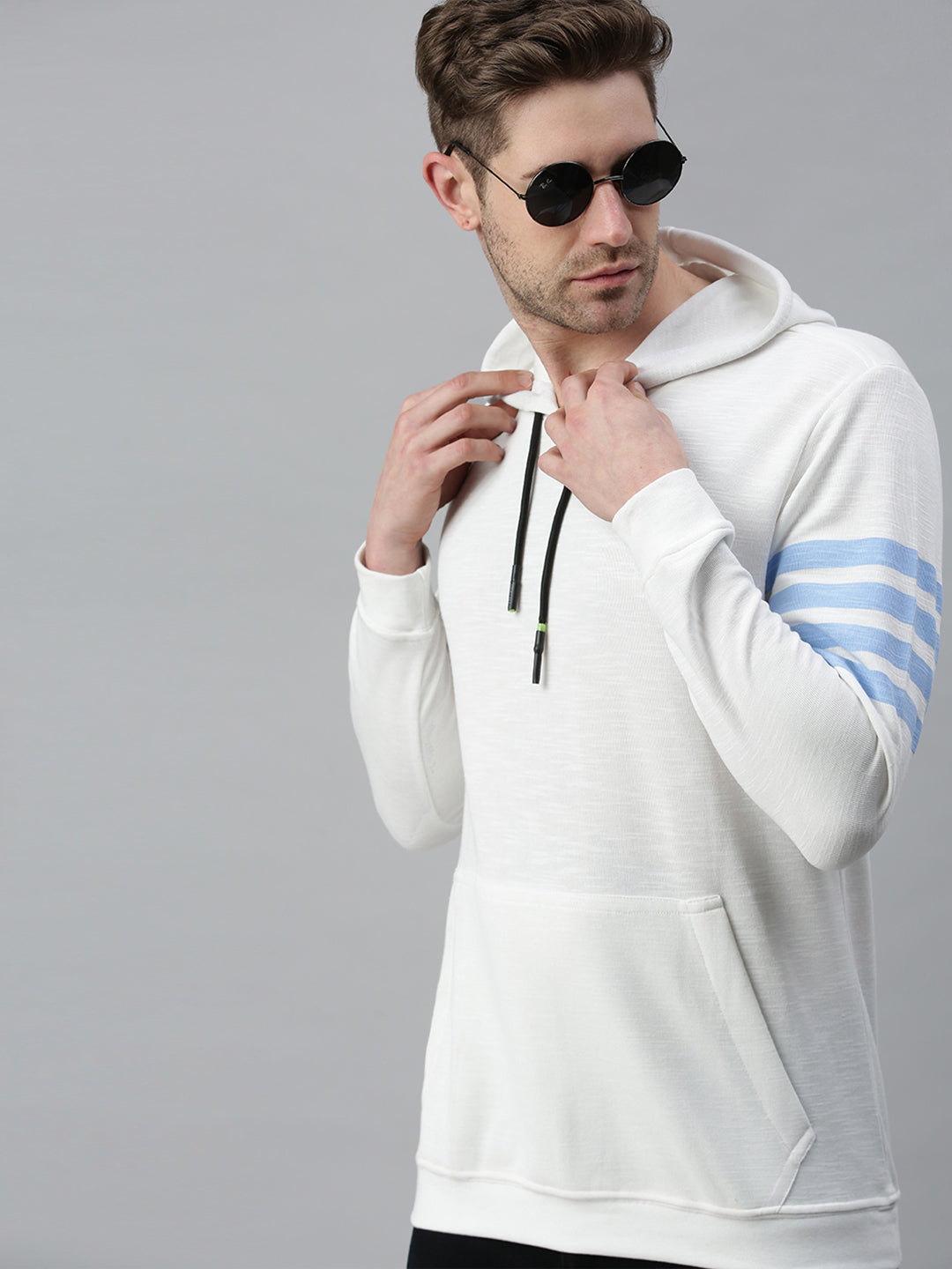 Men Solid White Sweatshirt