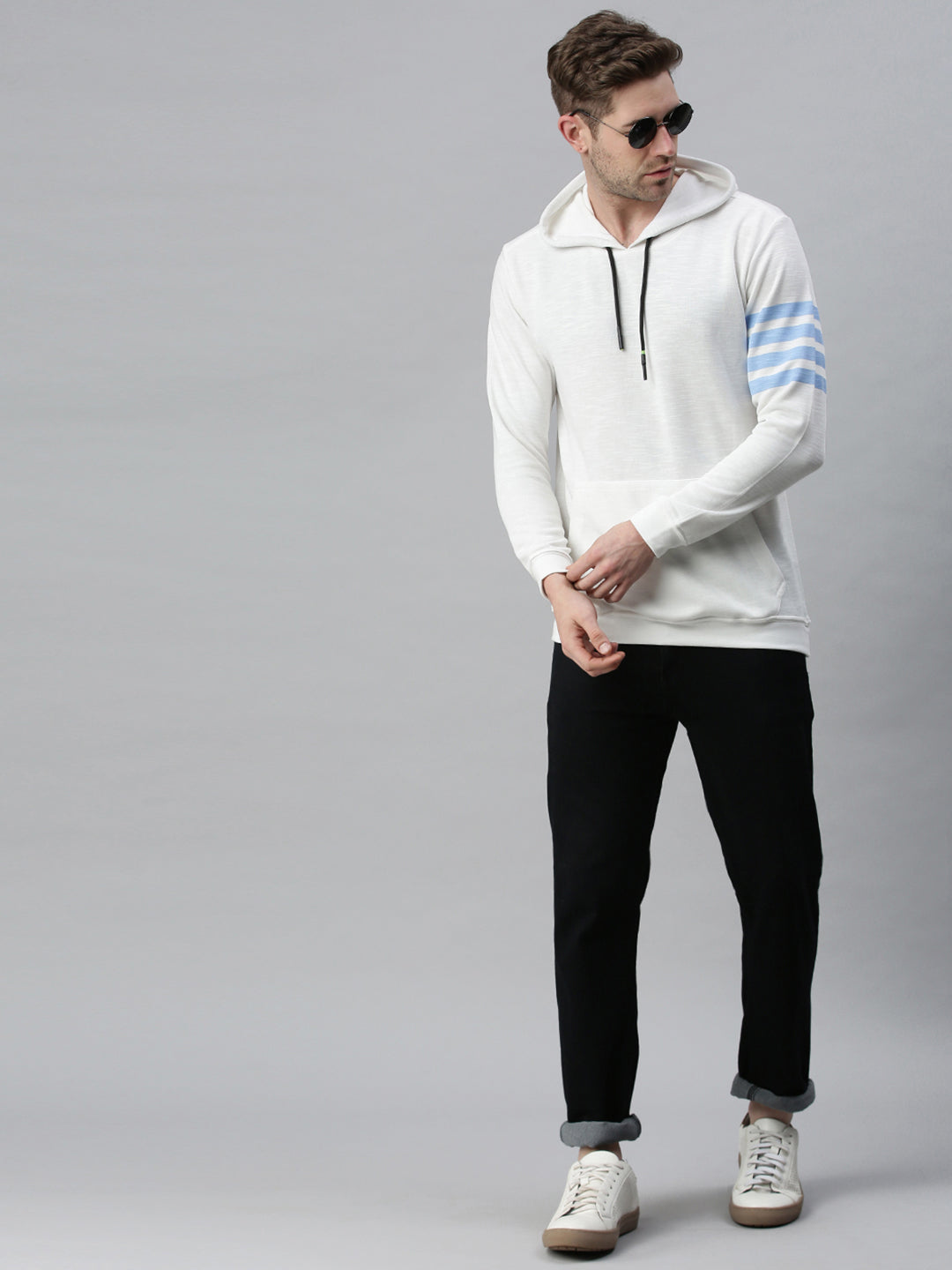 Men Solid White Sweatshirt