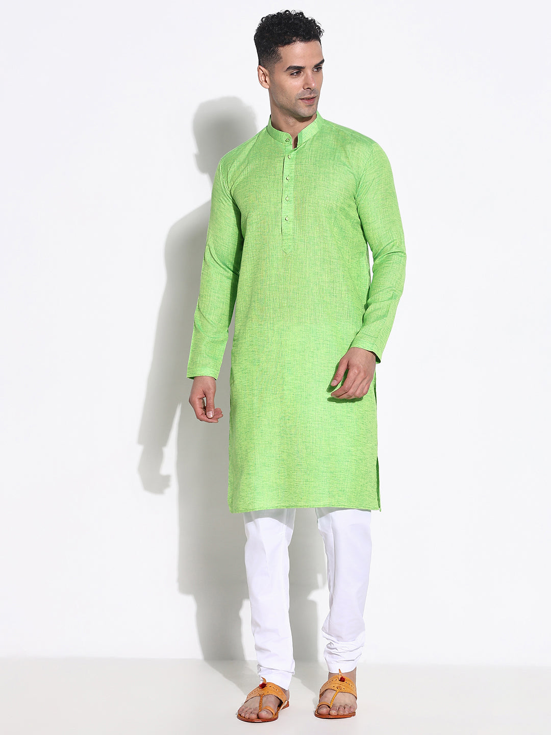 Men Green Solid Kurta Set