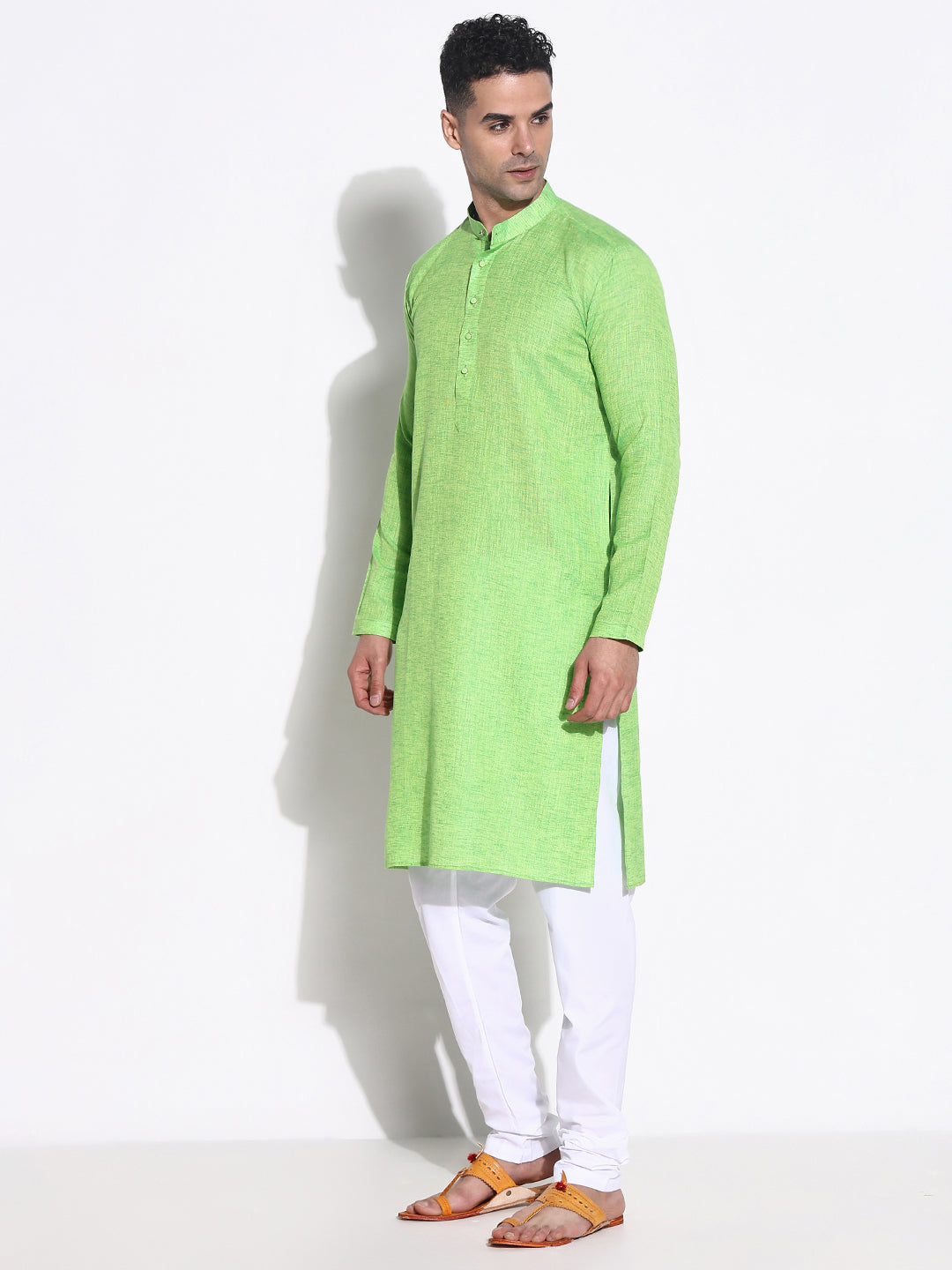 Men Green Solid Kurta Set