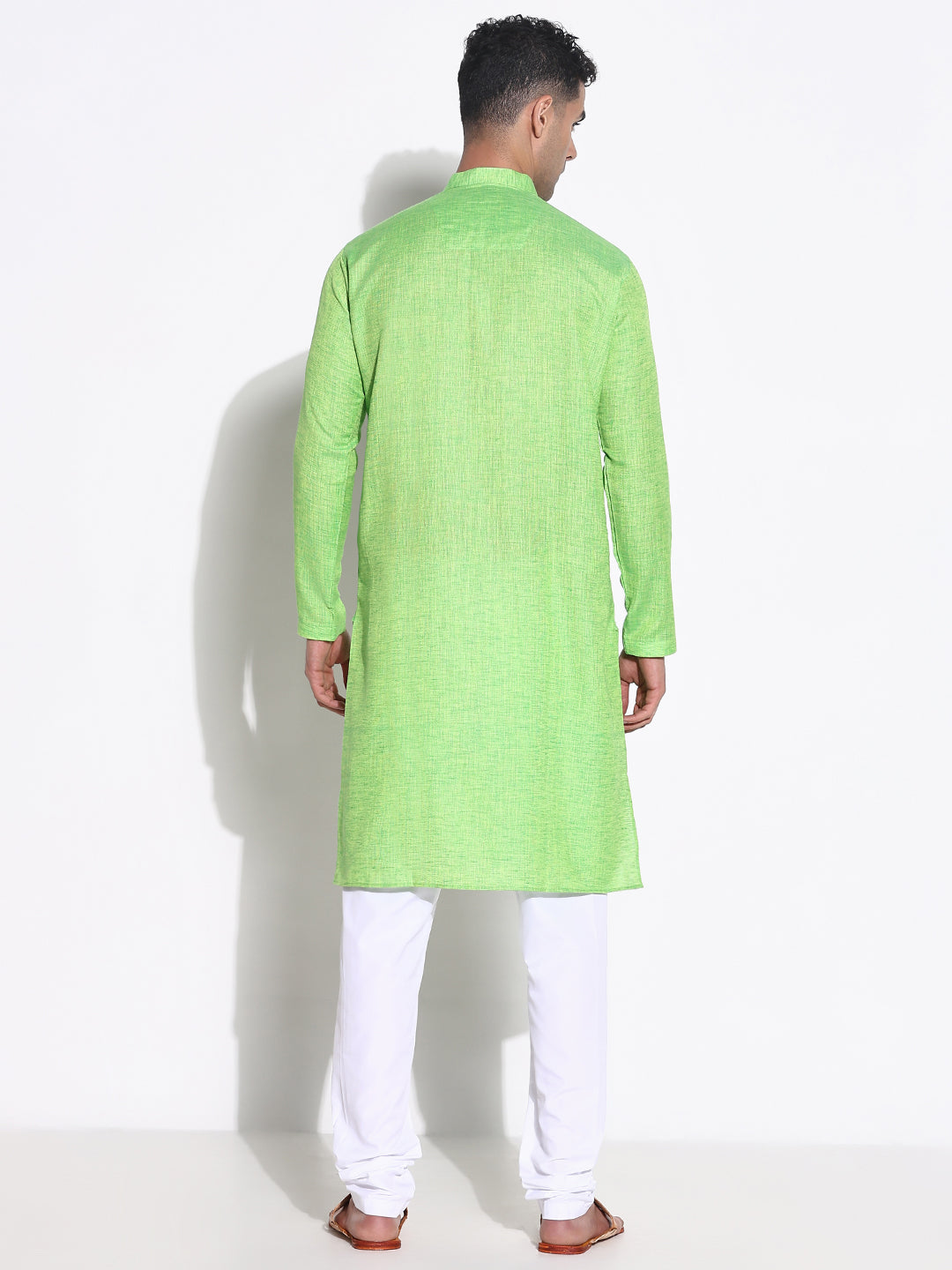 Men Green Solid Kurta Set