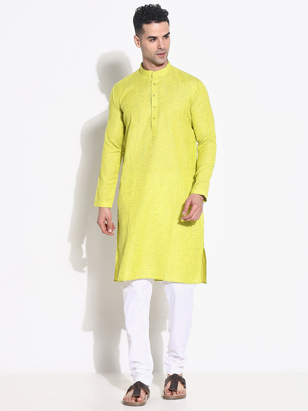 Men Green Solid Kurta Set