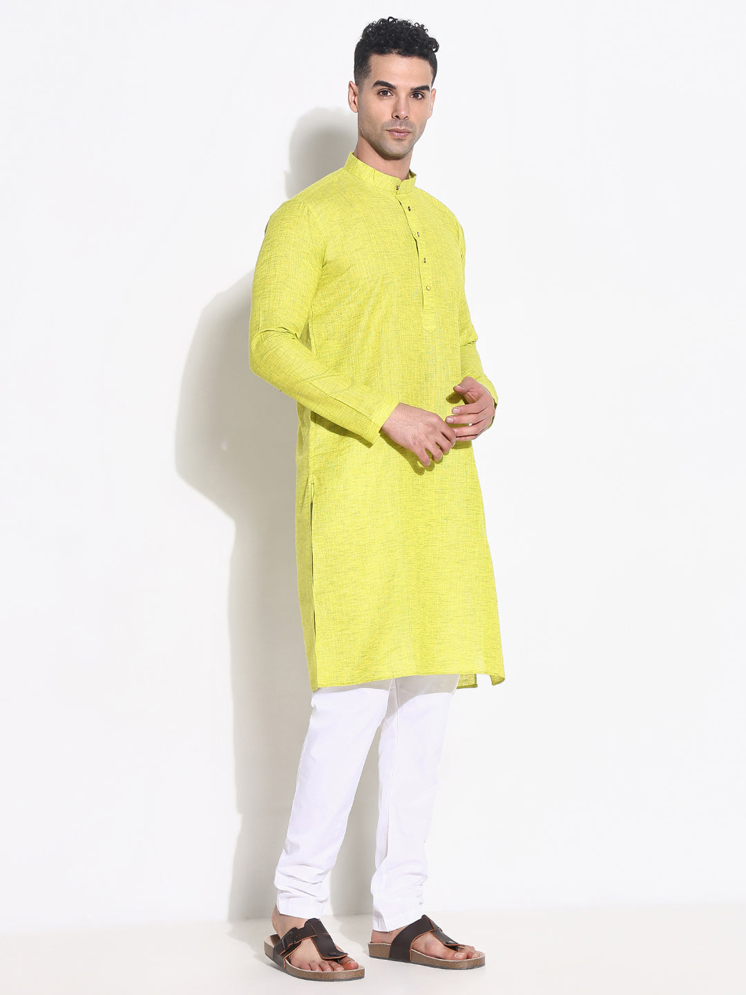 Men Green Solid Kurta Set