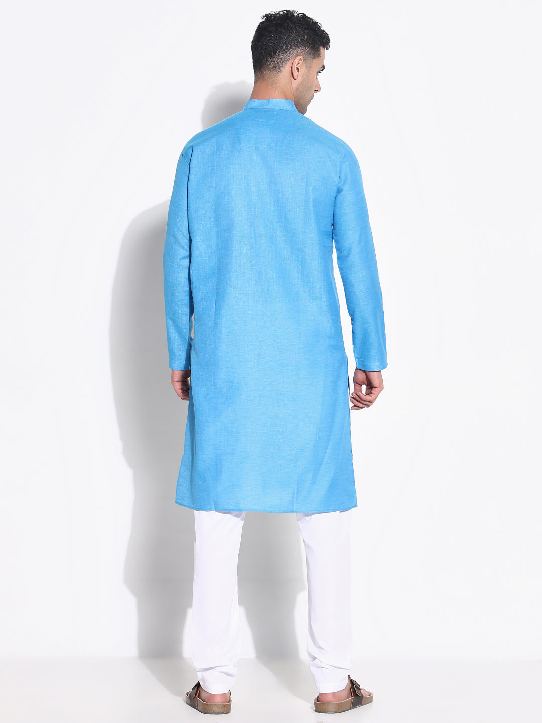 Men Blue Solid Kurta Set