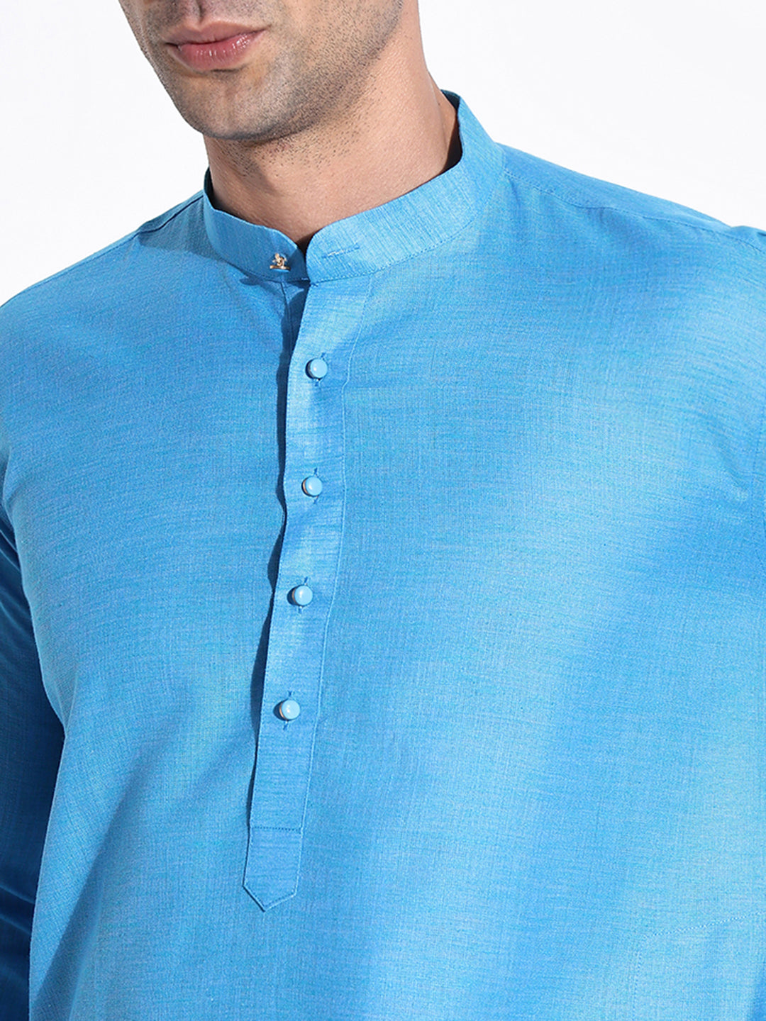 Men Blue Solid Kurta Set