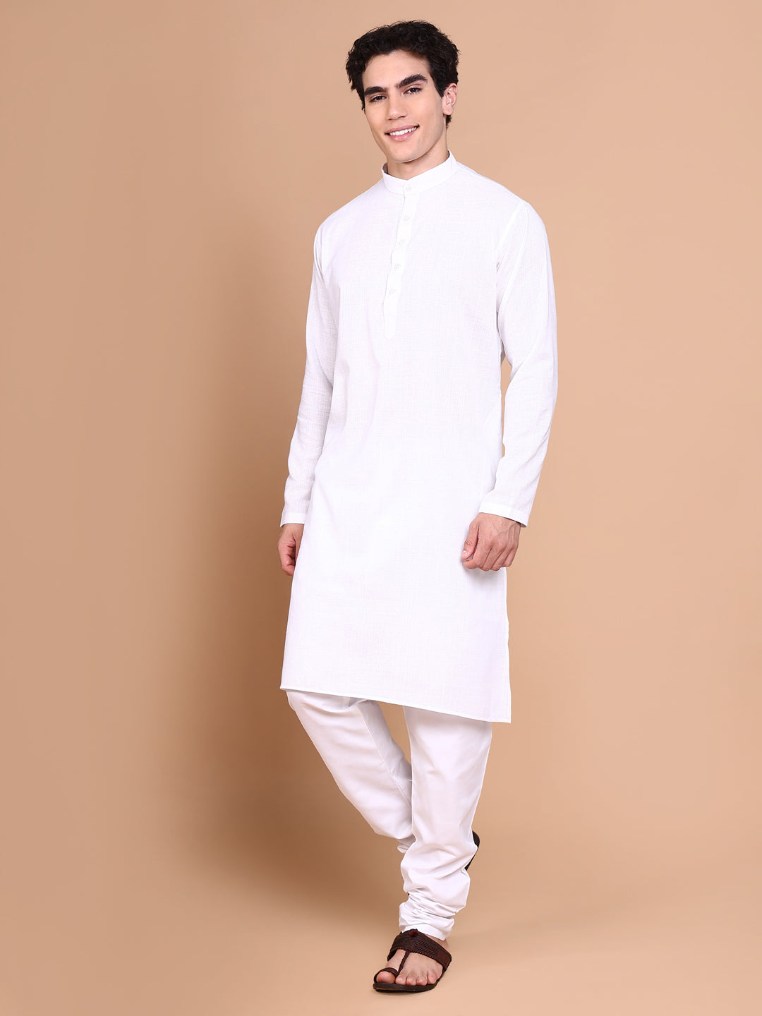 Men White Solid Kurta Set