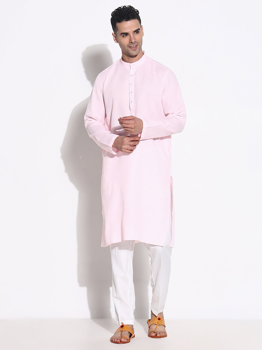 Men Pink Solid Kurta Set