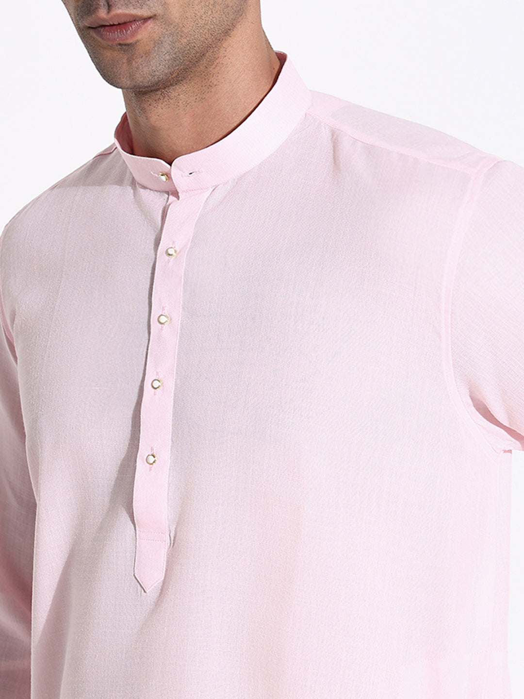 Men Pink Solid Kurta Set