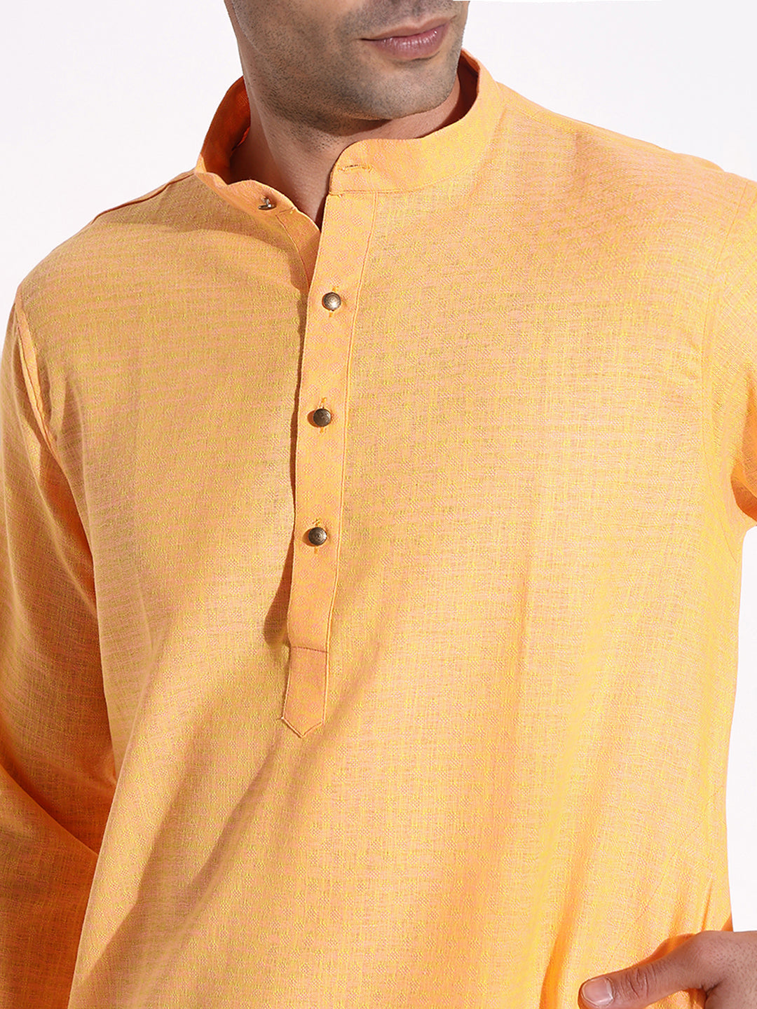 Men Orange Solid Kurta Set