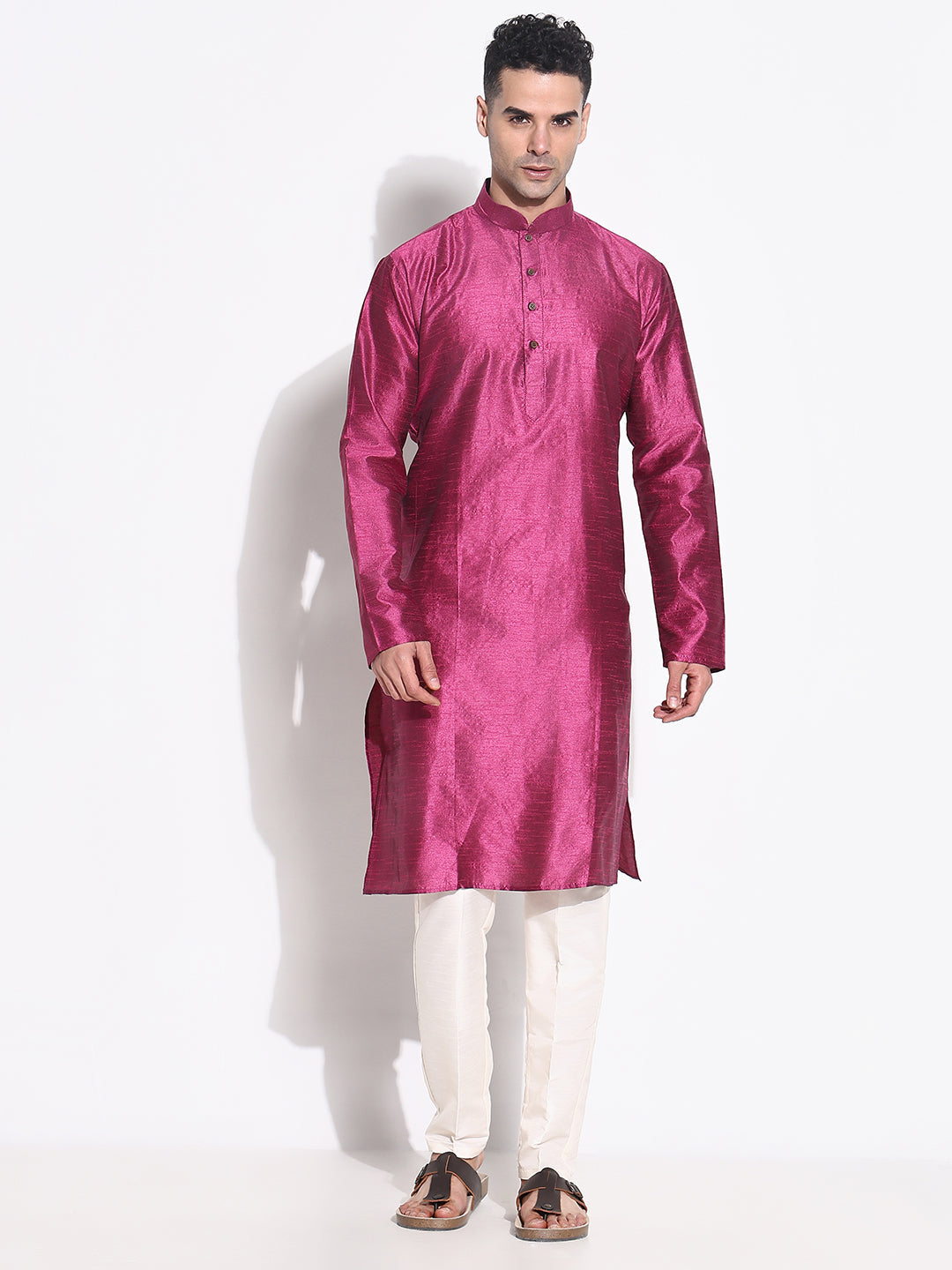 Men Pink Solid Kurta Set