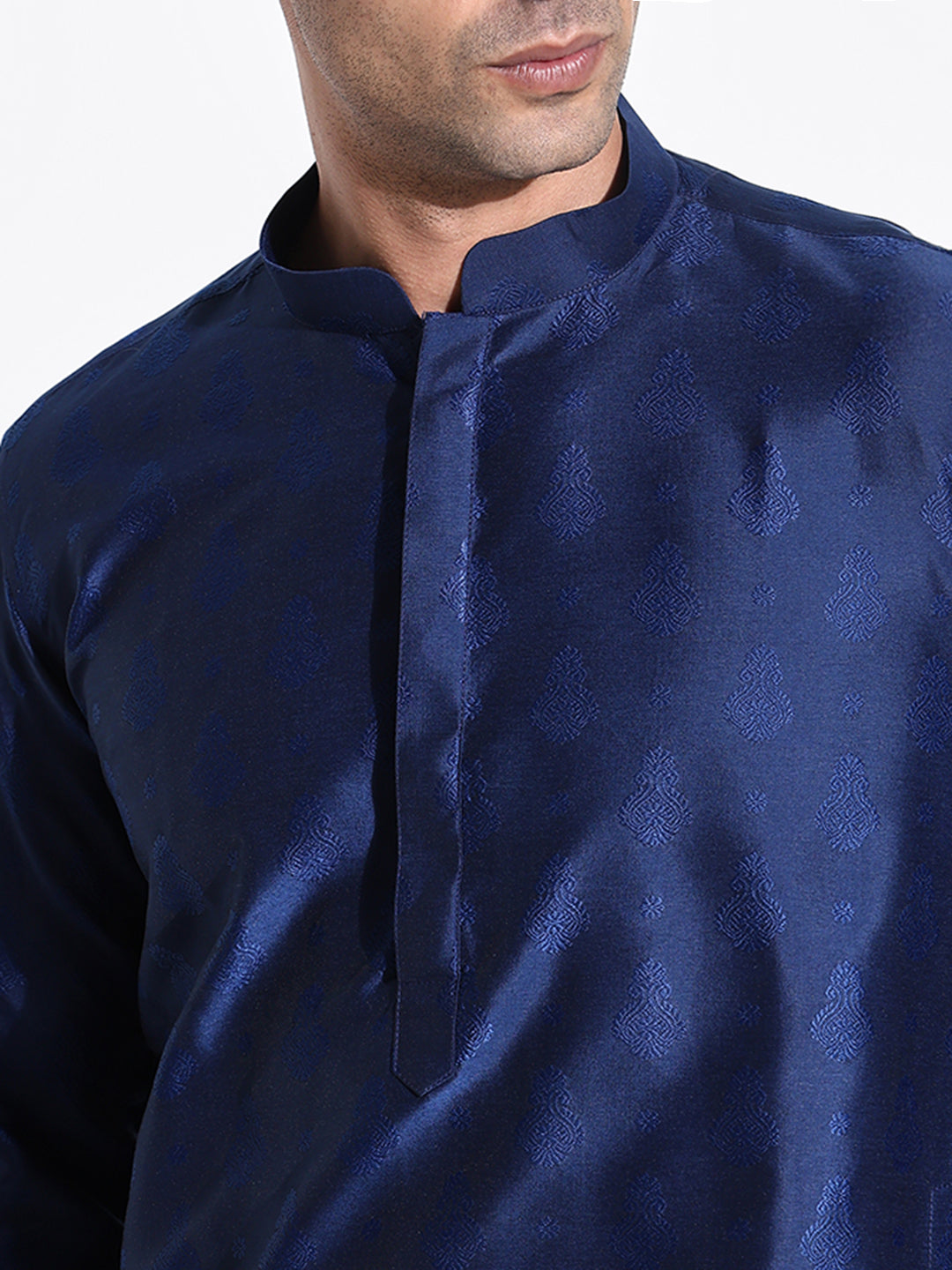 Men Navy Blue Ethnic Motifs Kurta Set