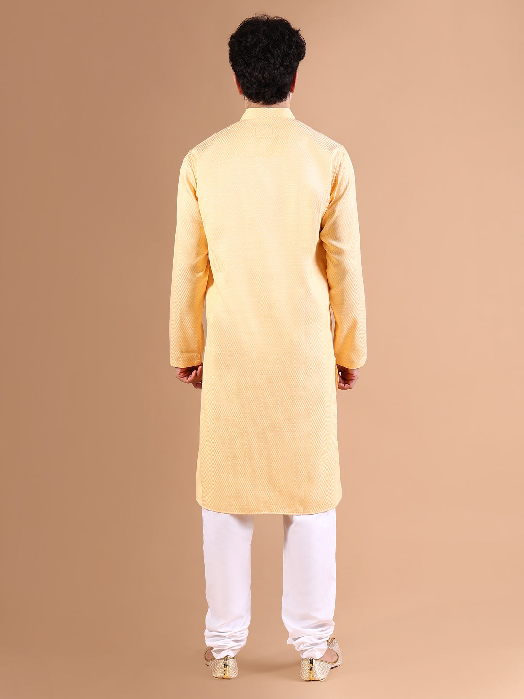 Men Peach Solid Kurta Set