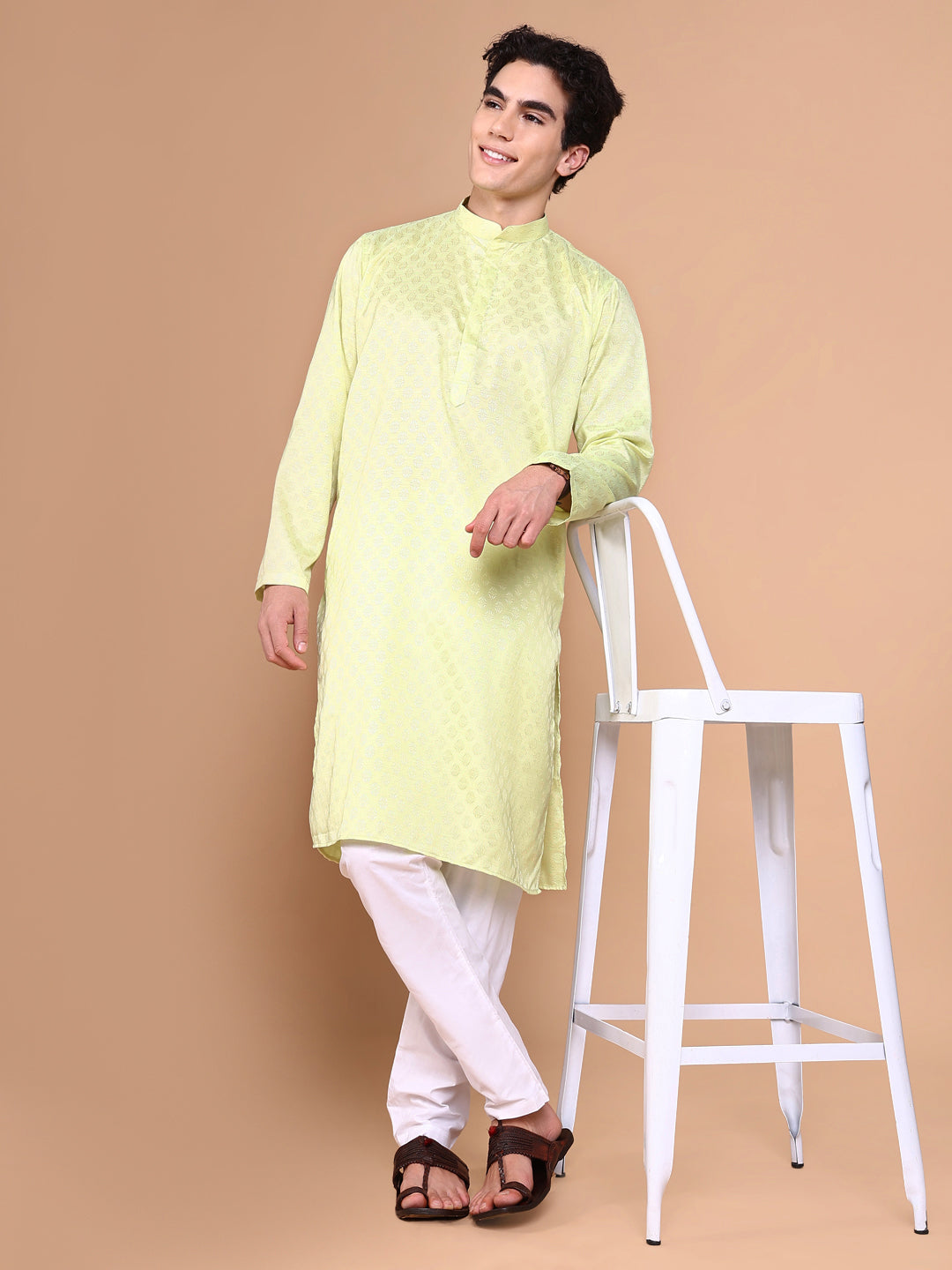 Men Green Solid Kurta Set