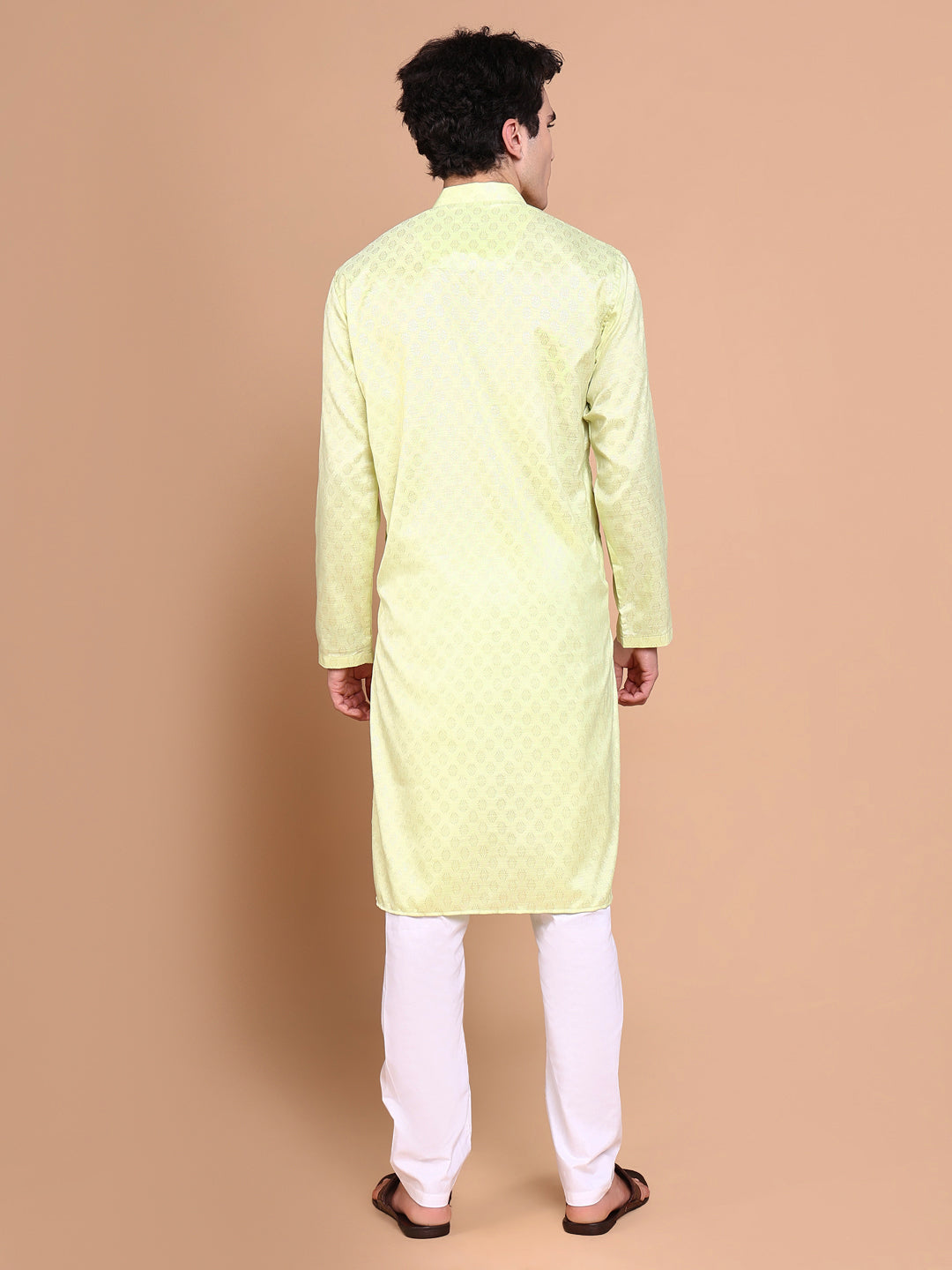 Men Green Solid Kurta Set