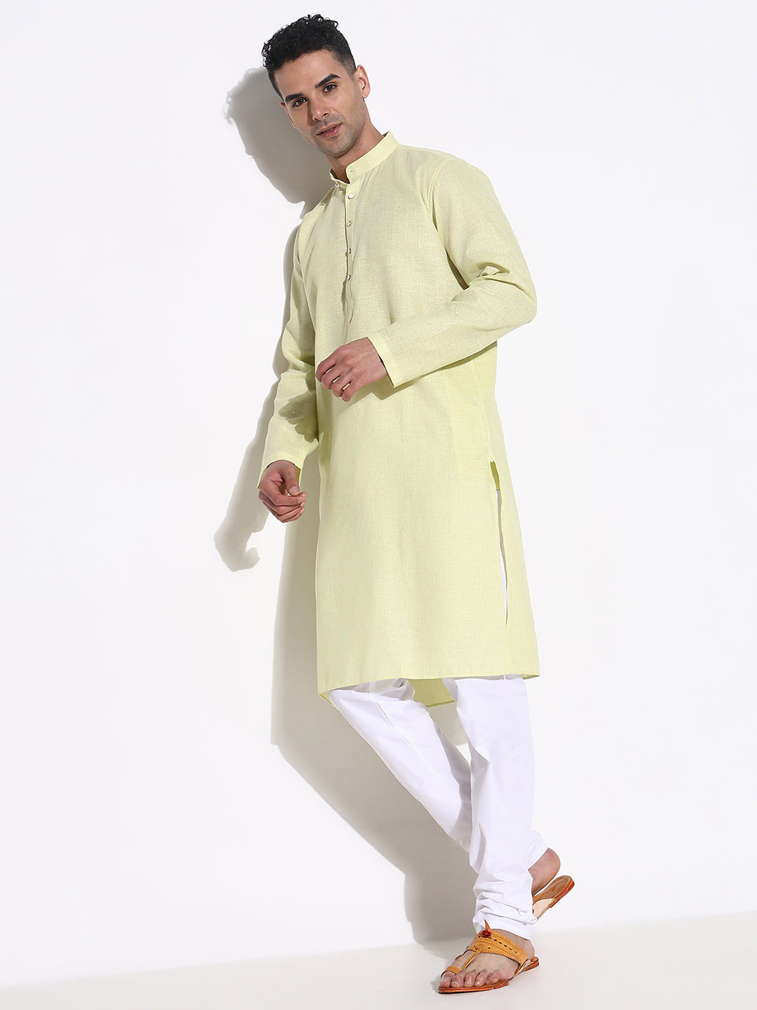 Men Green Solid Kurta Set