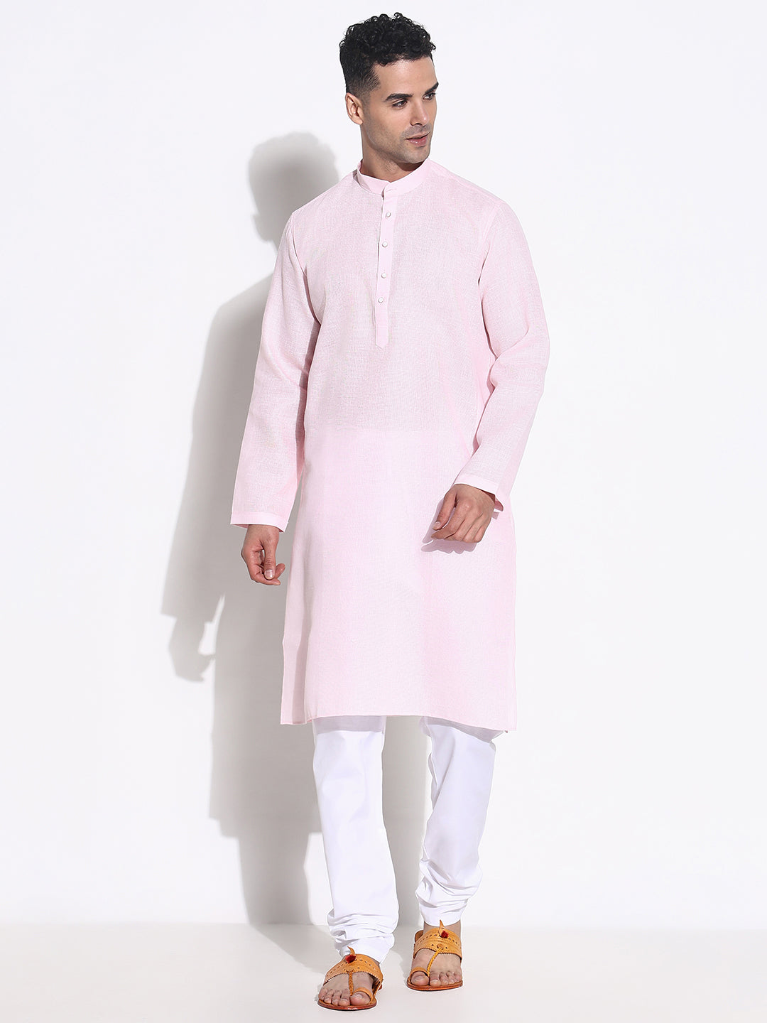 Men Pink Solid Kurta Set