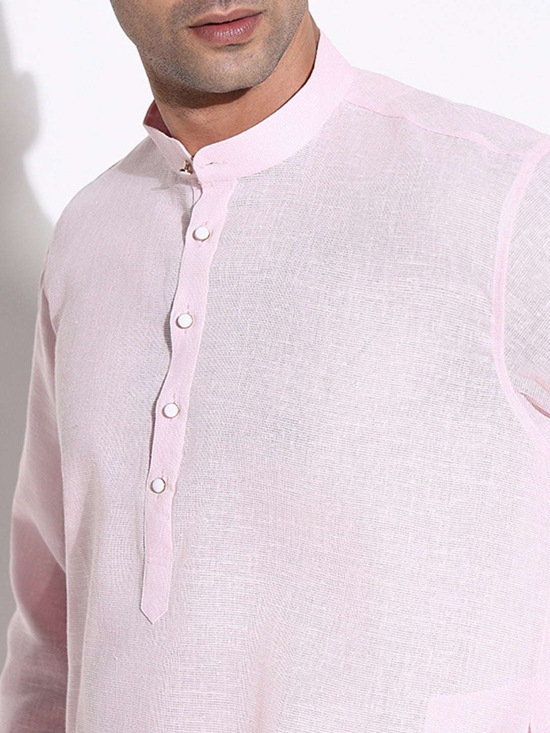 Men Pink Solid Kurta Set