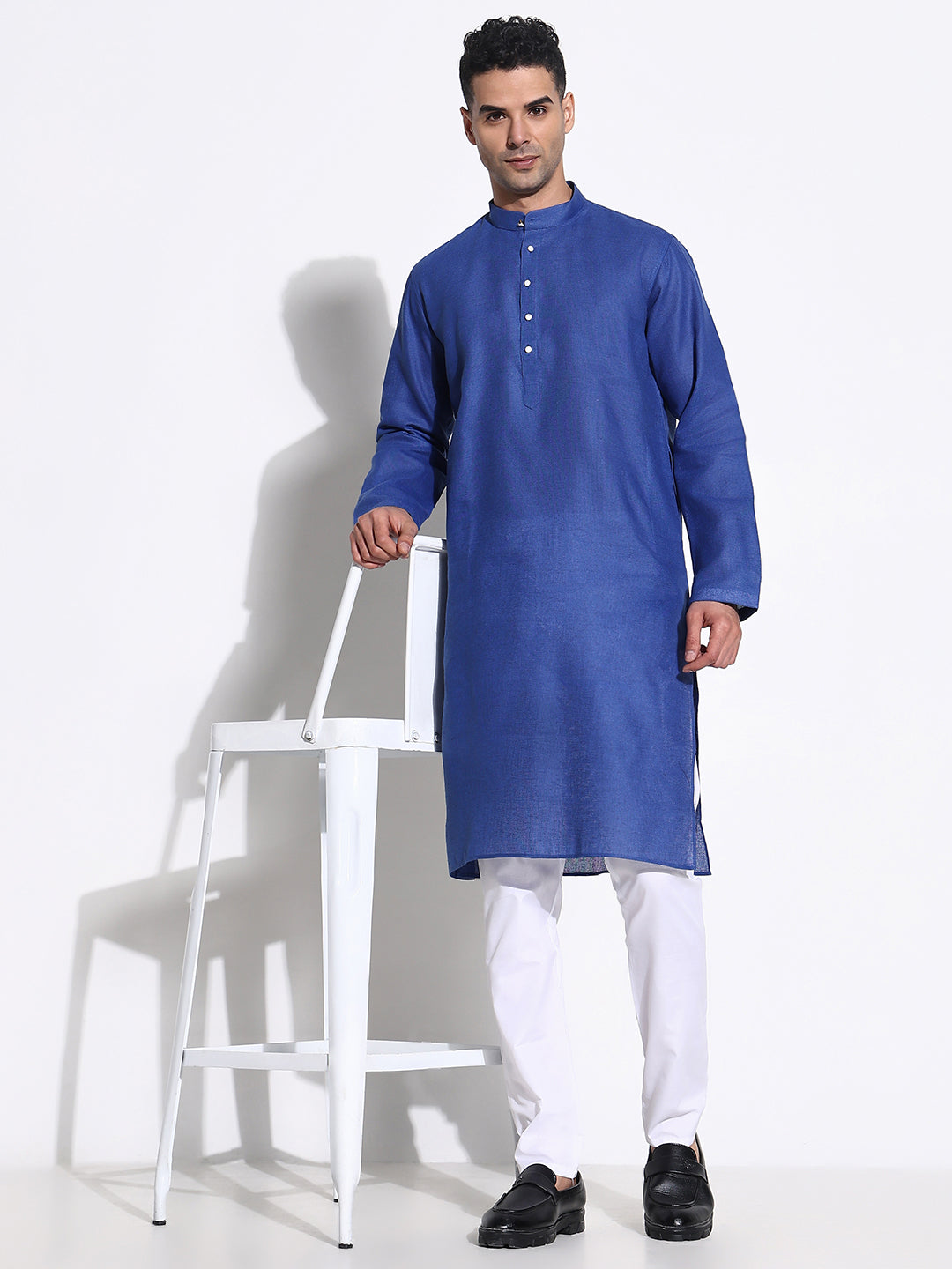 Men Blue Solid Kurta Set